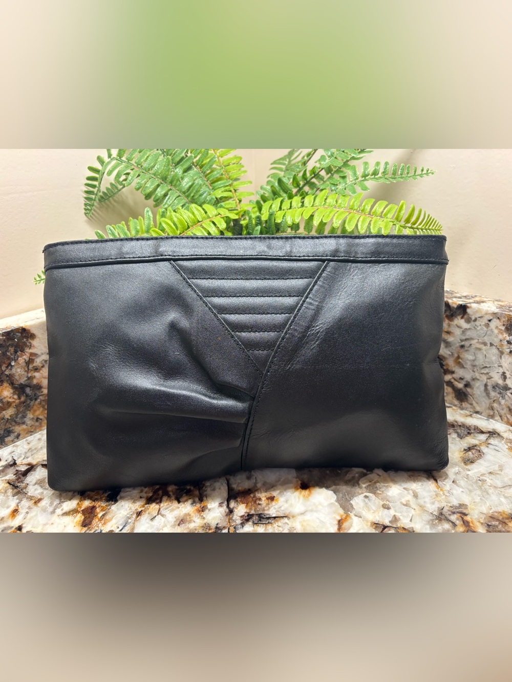 Classic Vintage Black Leather Women’s Clutch